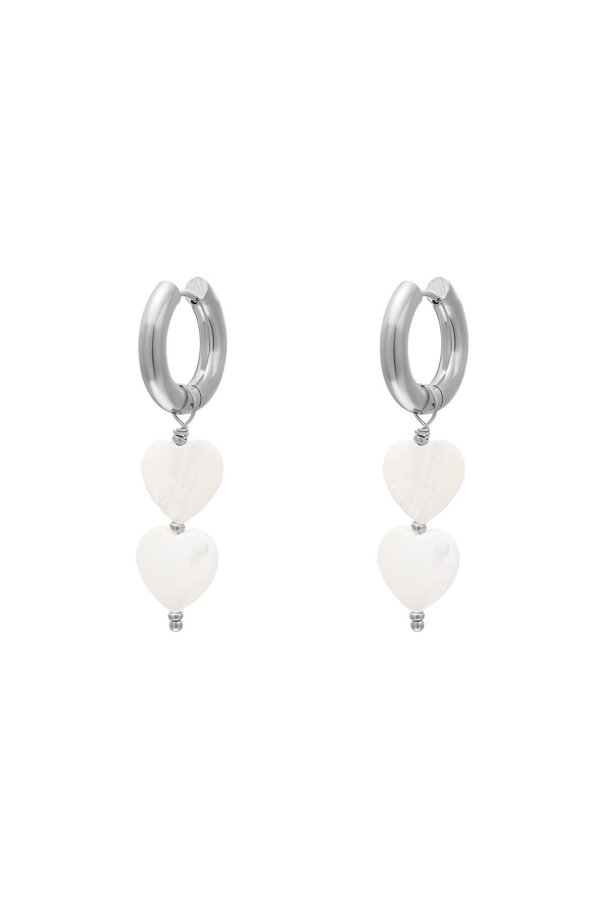 Parelhartjes oorbellen - #summergirls collection Wit Goud kleur Schelpjes