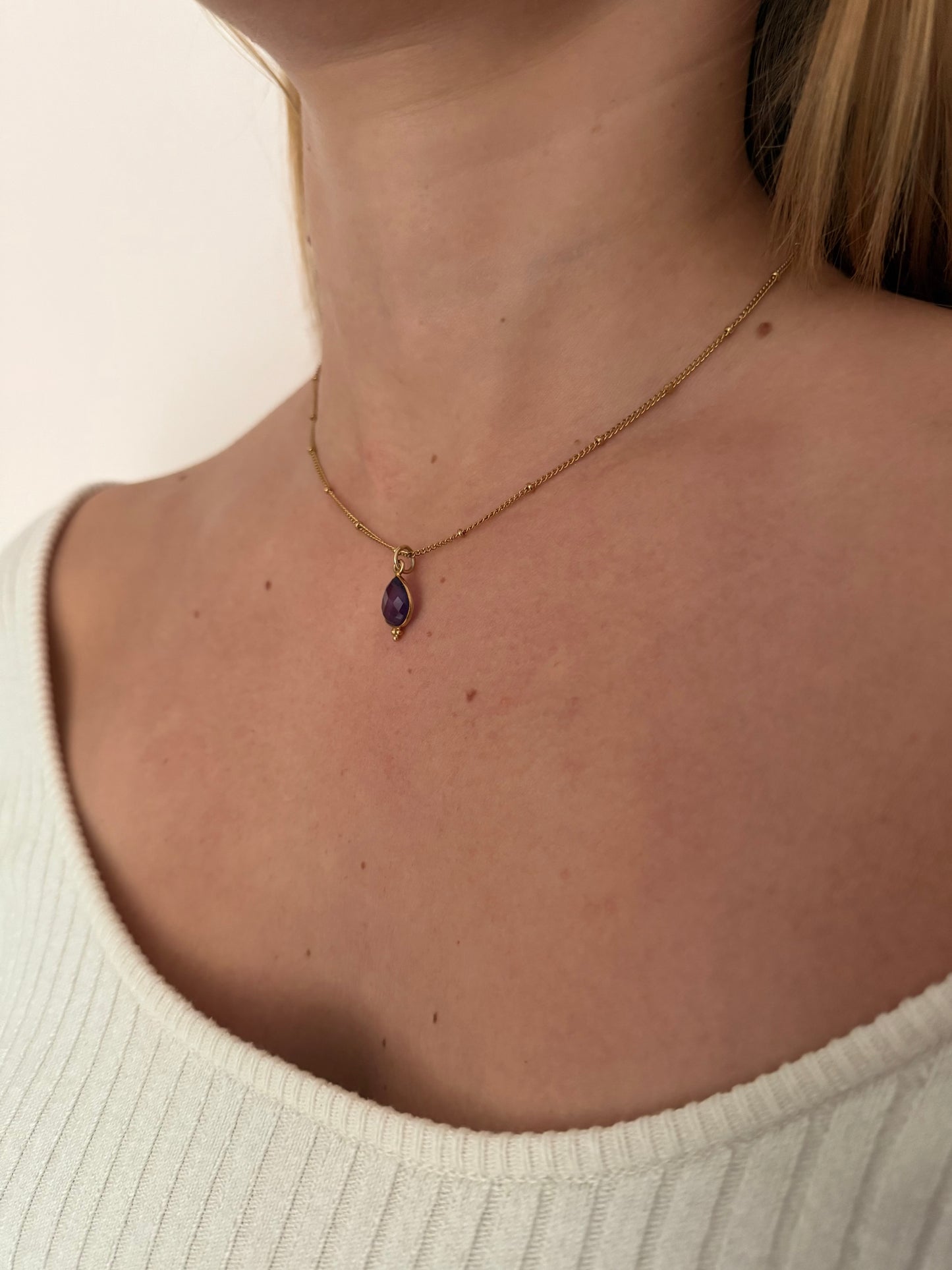 Ketting geboortesteen februari - goud