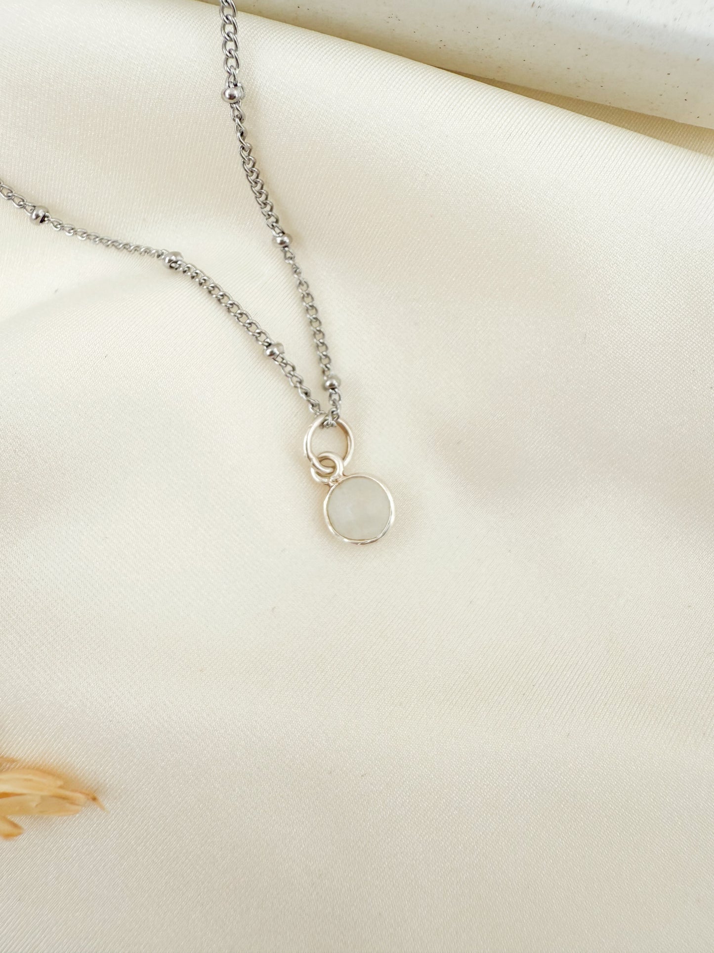 Ketting geboortesteen juni- zilver