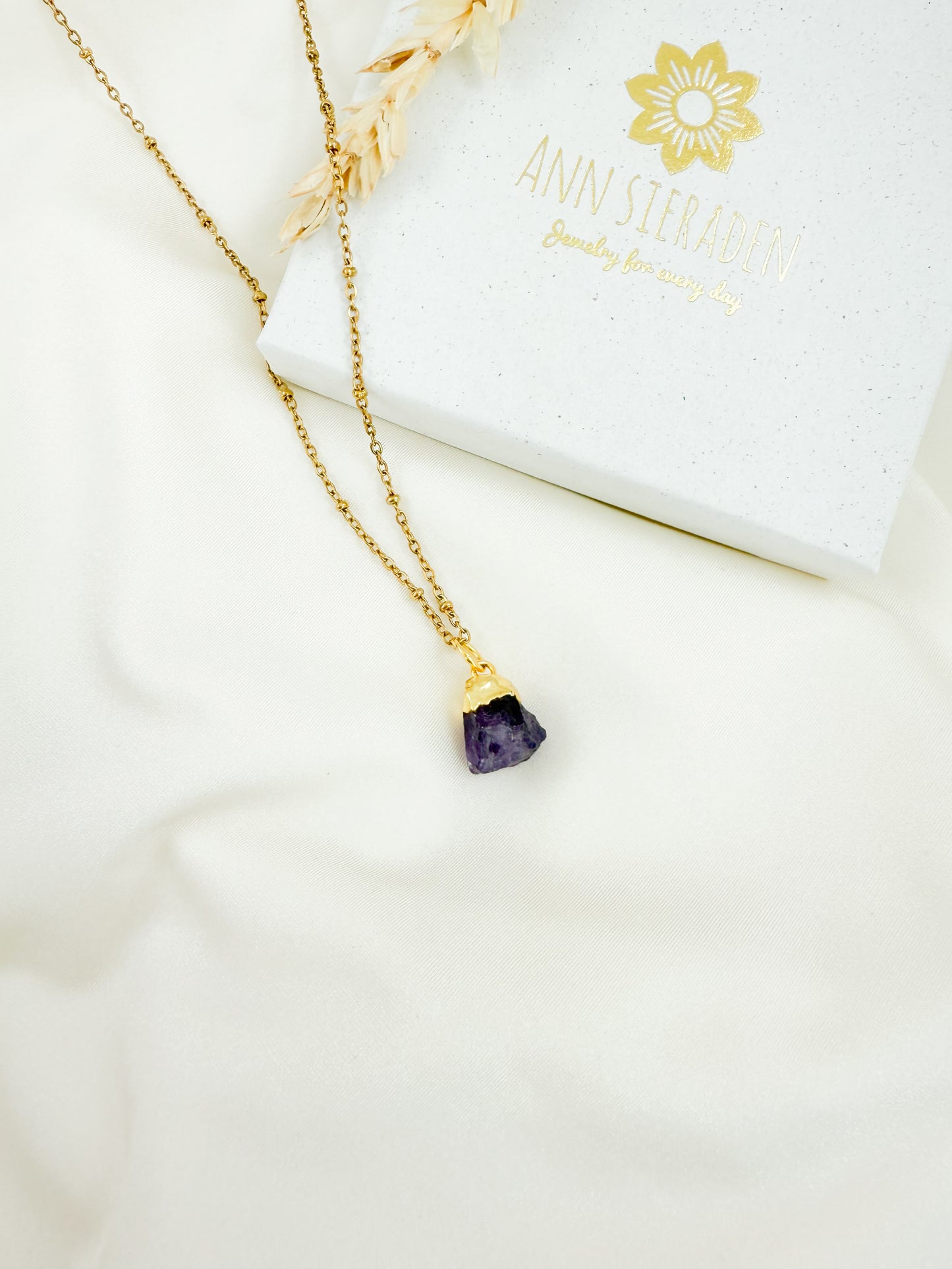 Ketting geboortesteen februari - ruw