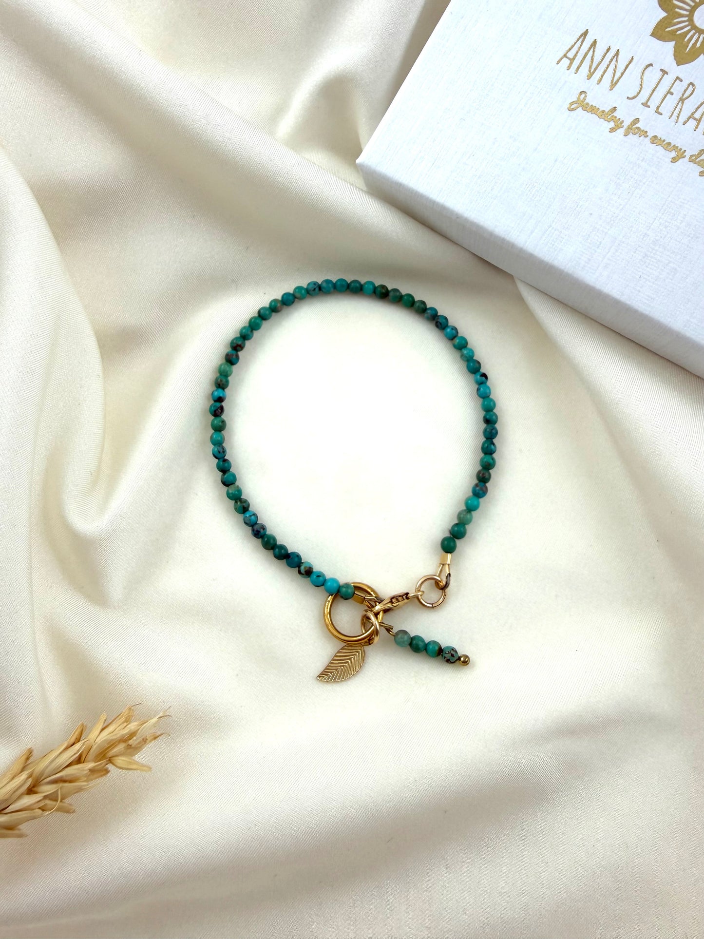 Armband - turquoise edelsteen leave
