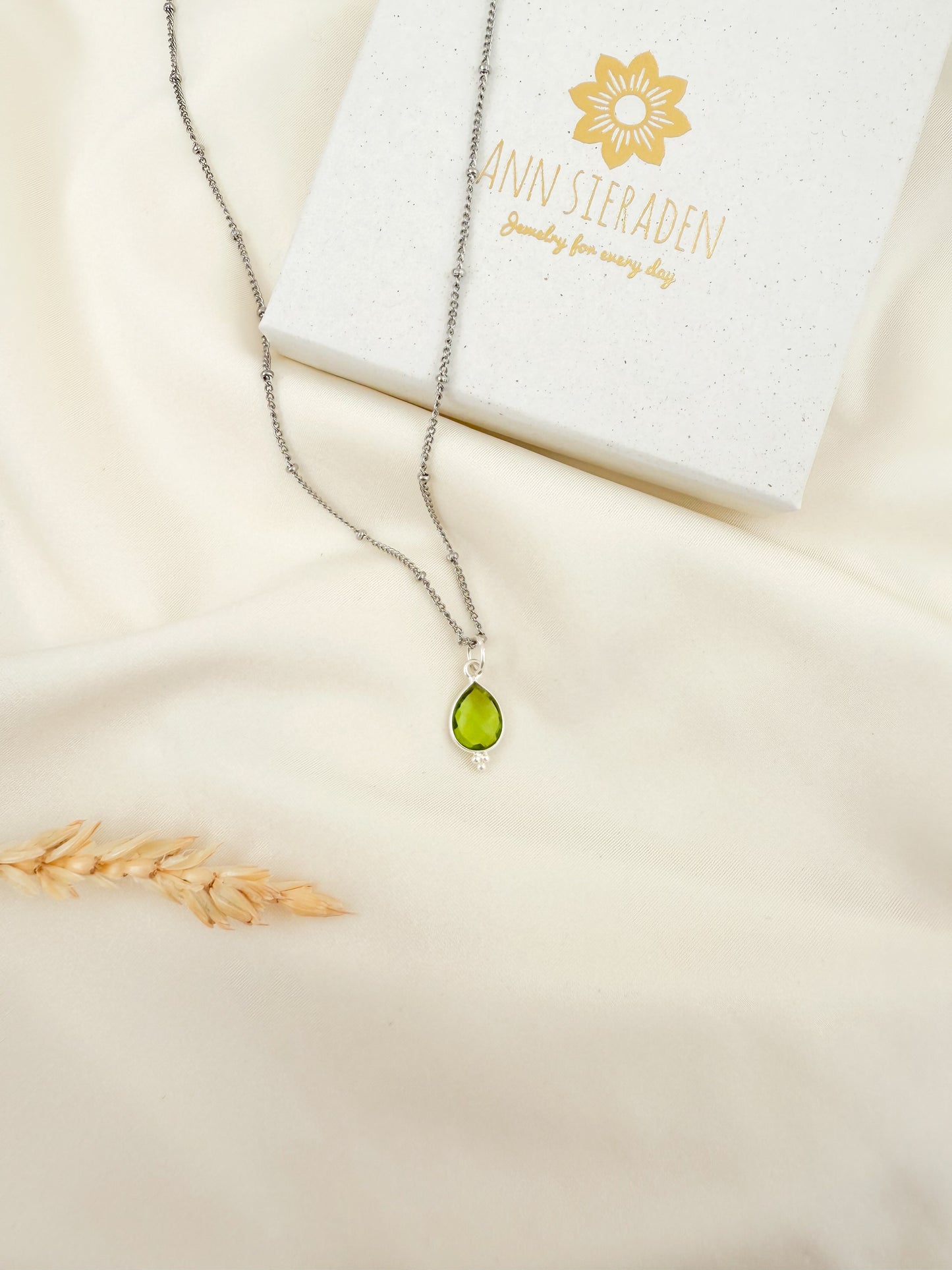 Ketting geboortesteen augustus - zilver