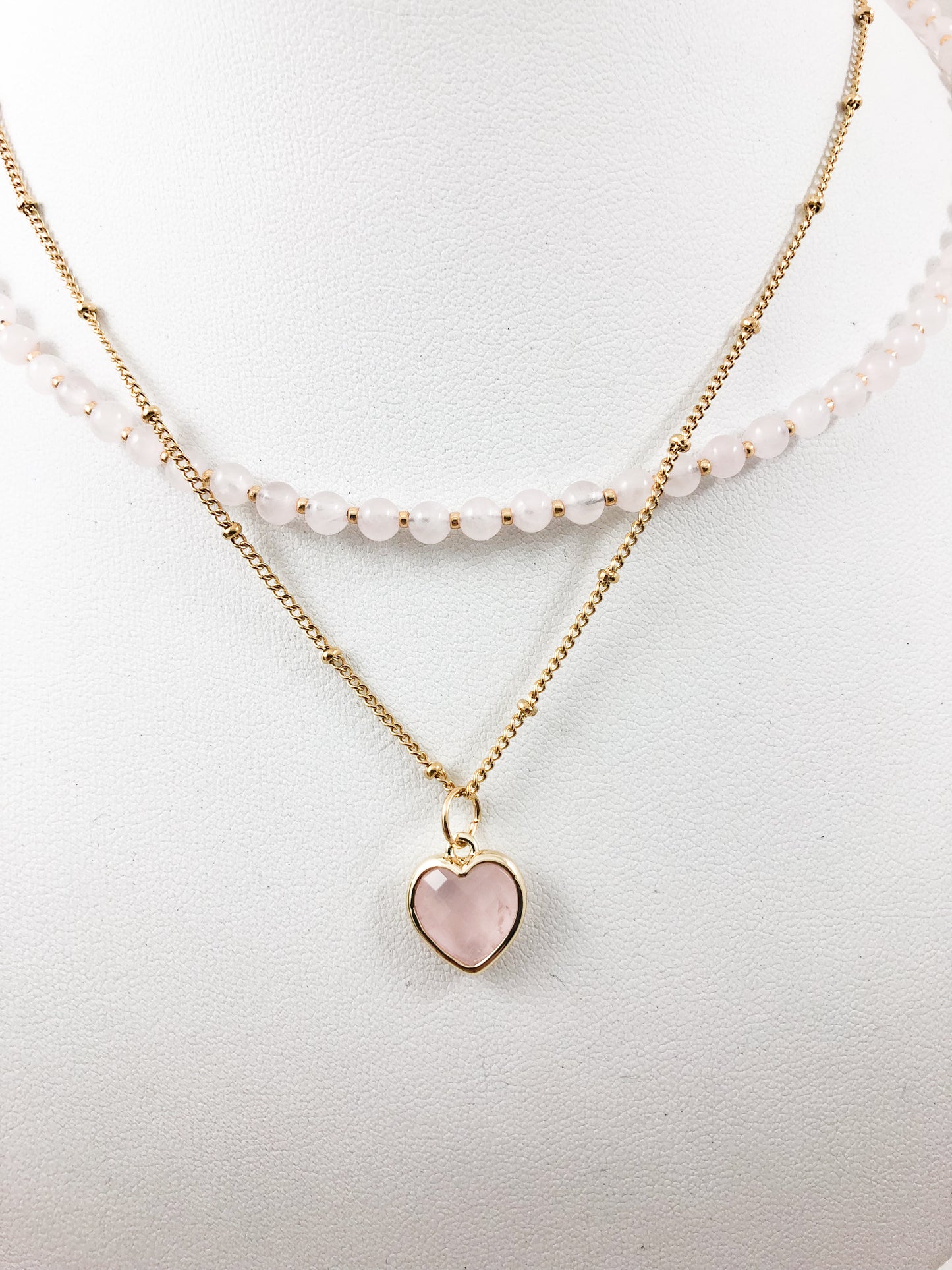 Ketting rozenkwarts hart