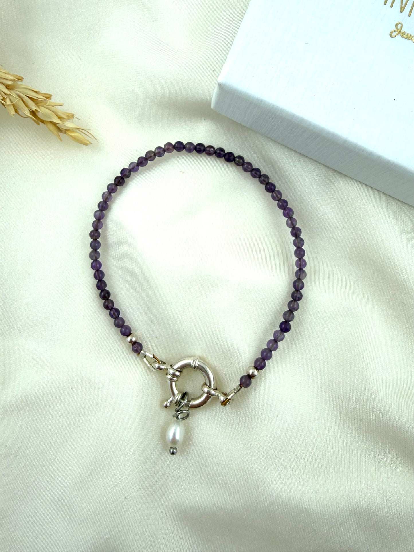 Armband met amethist - parel
