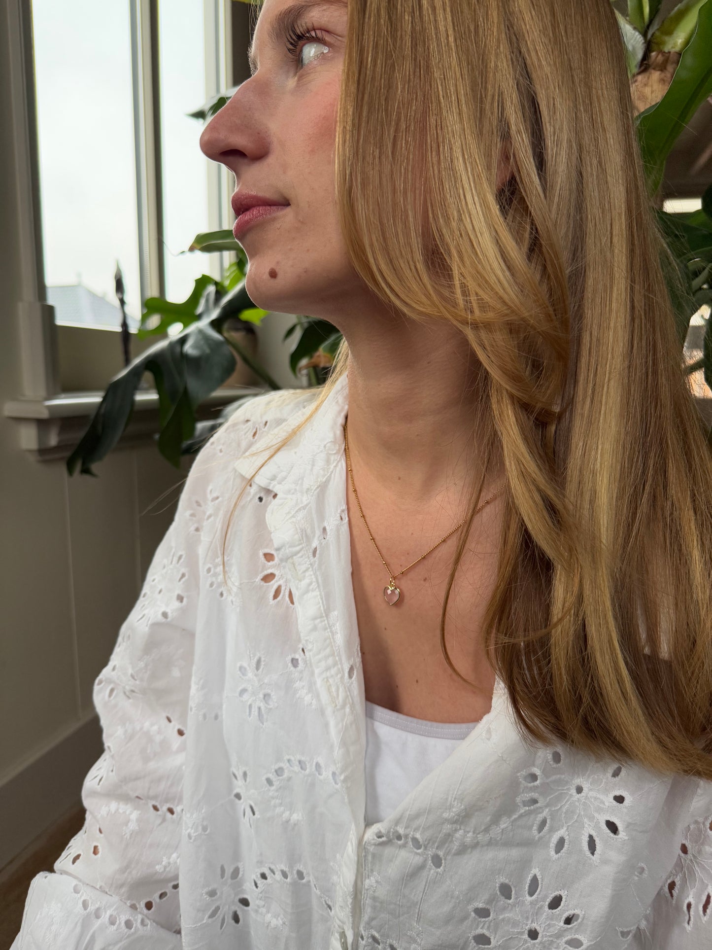 Ketting rozenkwarts hart