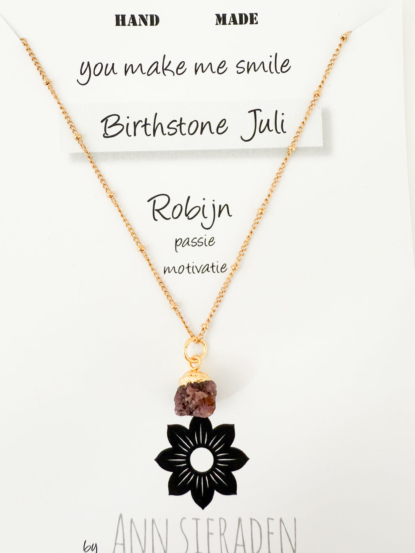 Ketting geboortesteen juli ruw