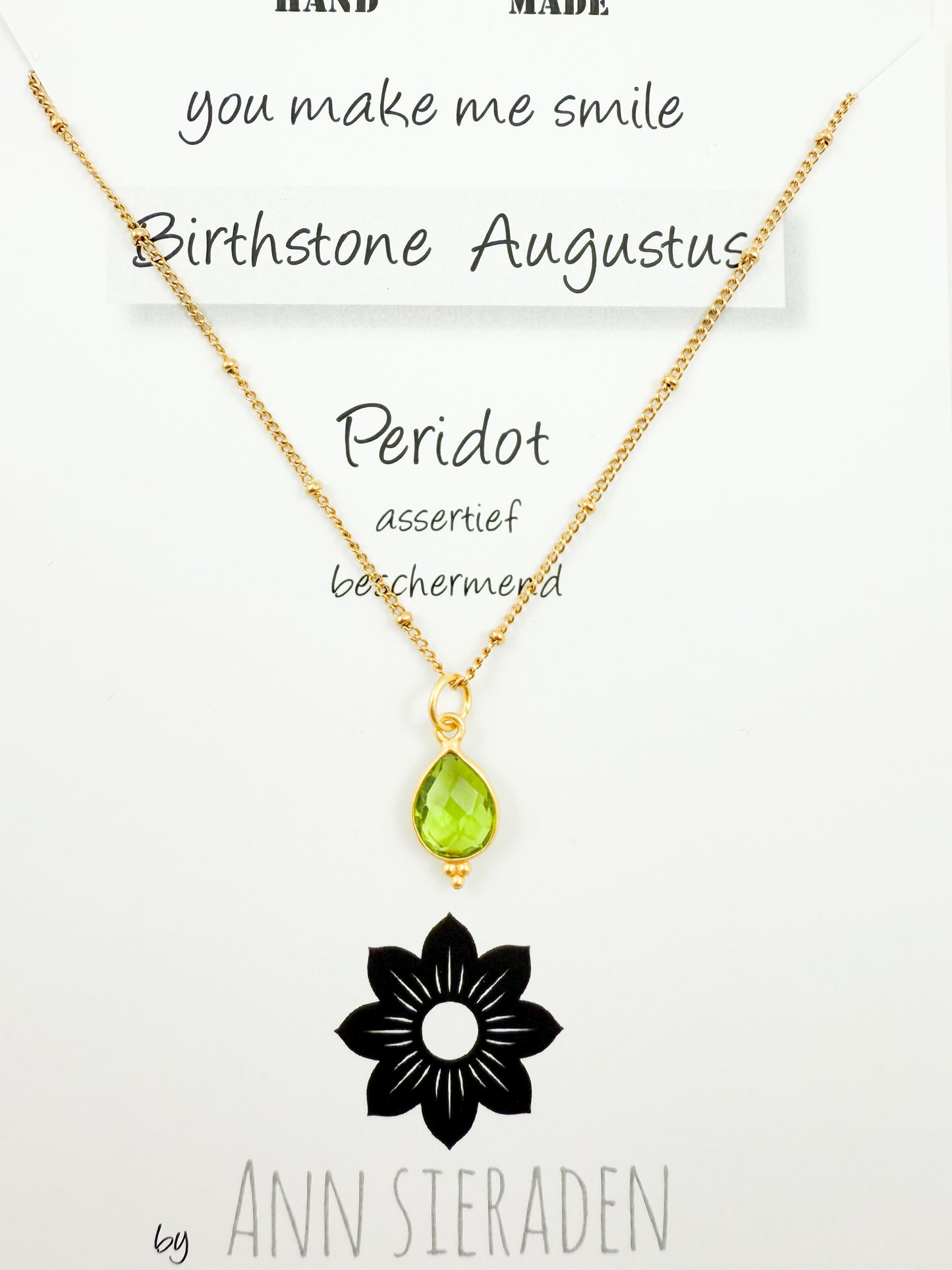 Ketting geboortesteen augustus - goud