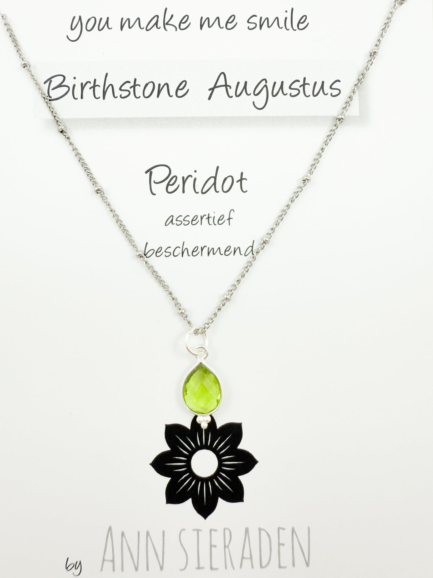 Ketting geboortesteen augustus - zilver