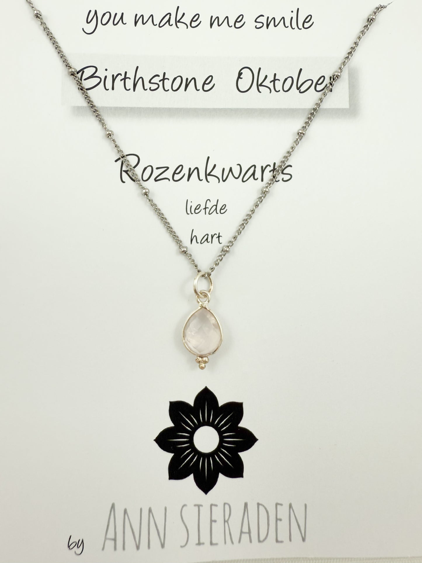 Ketting geboortesteen oktober - zilver