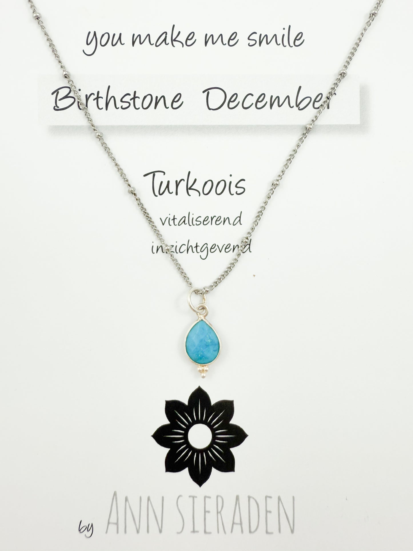 Ketting geboortesteen december - zilver