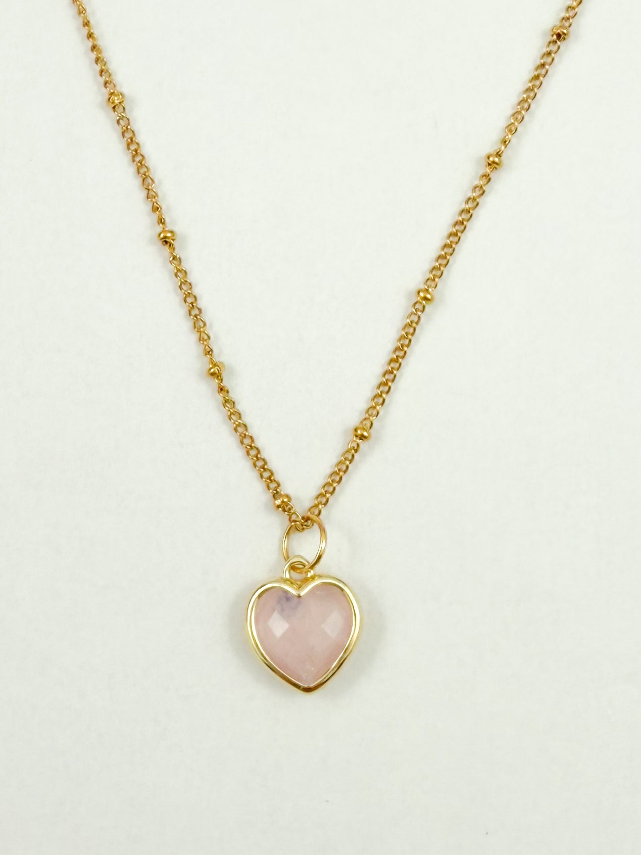 Ketting rozenkwarts hart