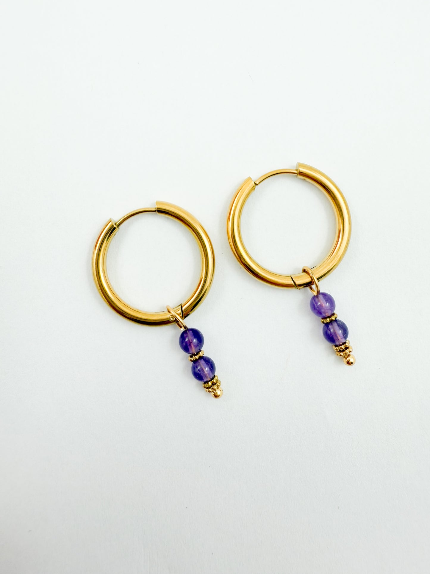 Oorringen purple - amethist