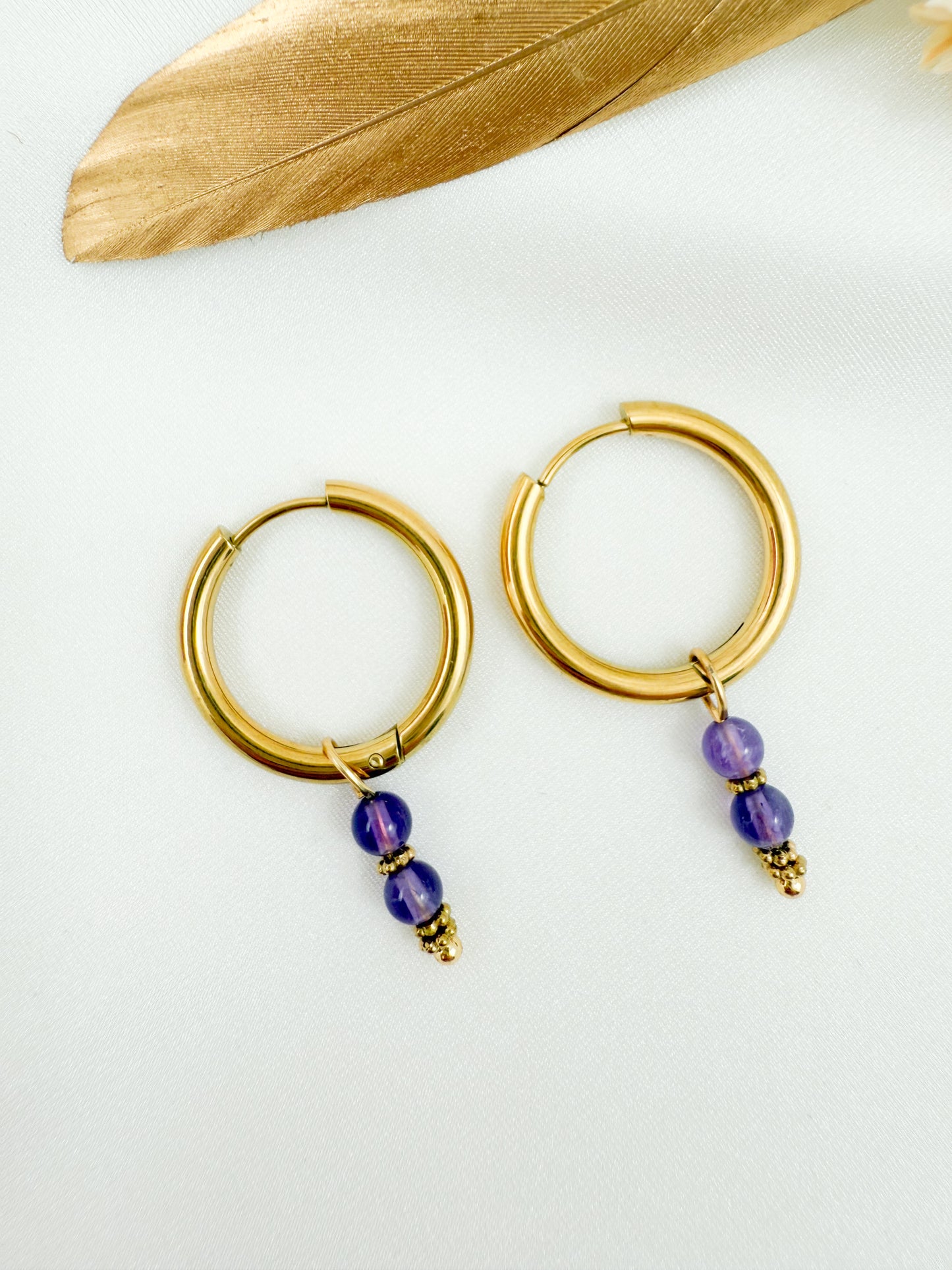 Oorringen purple - amethist