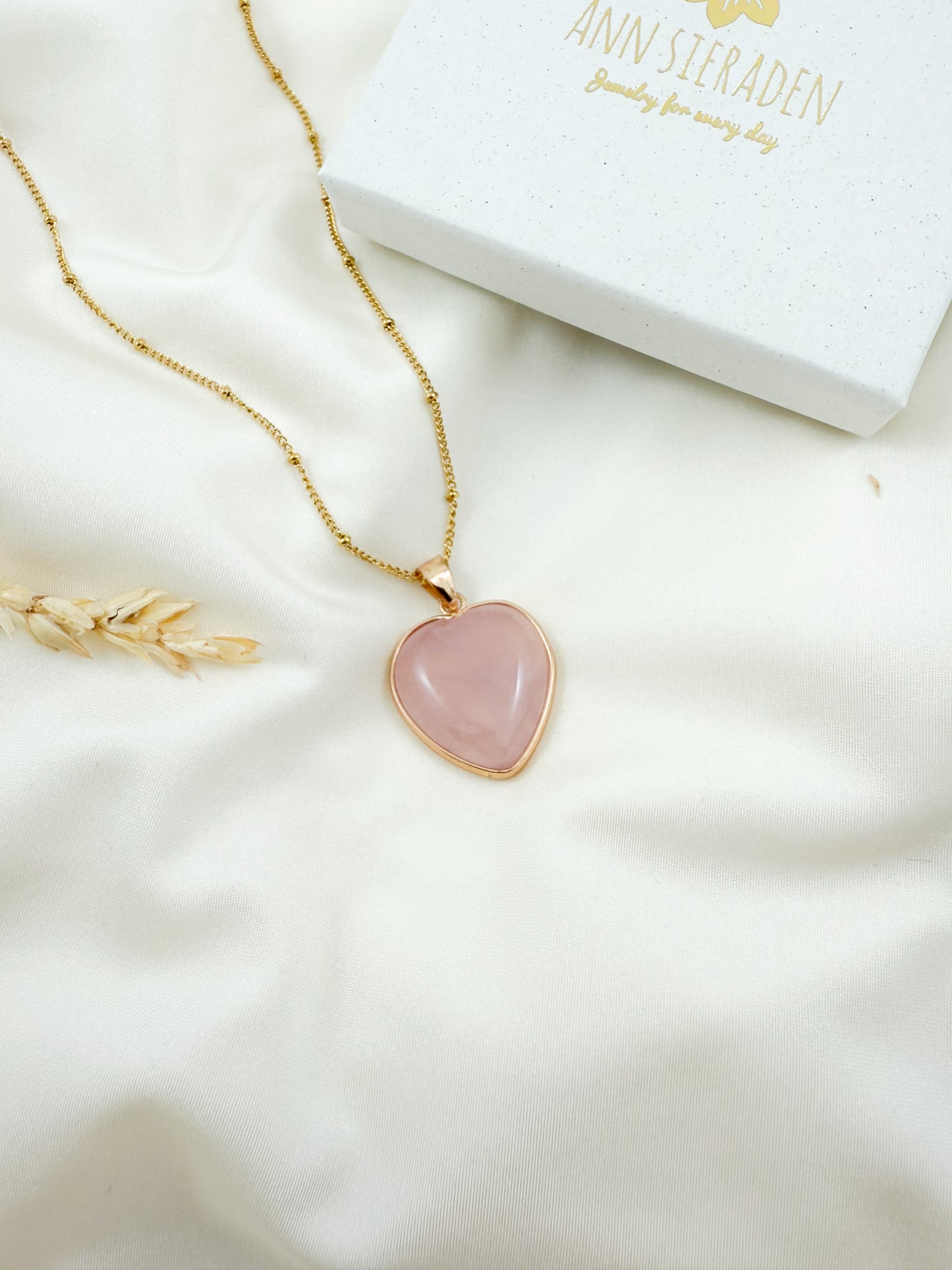 Ketting groot hart rozenkwarts