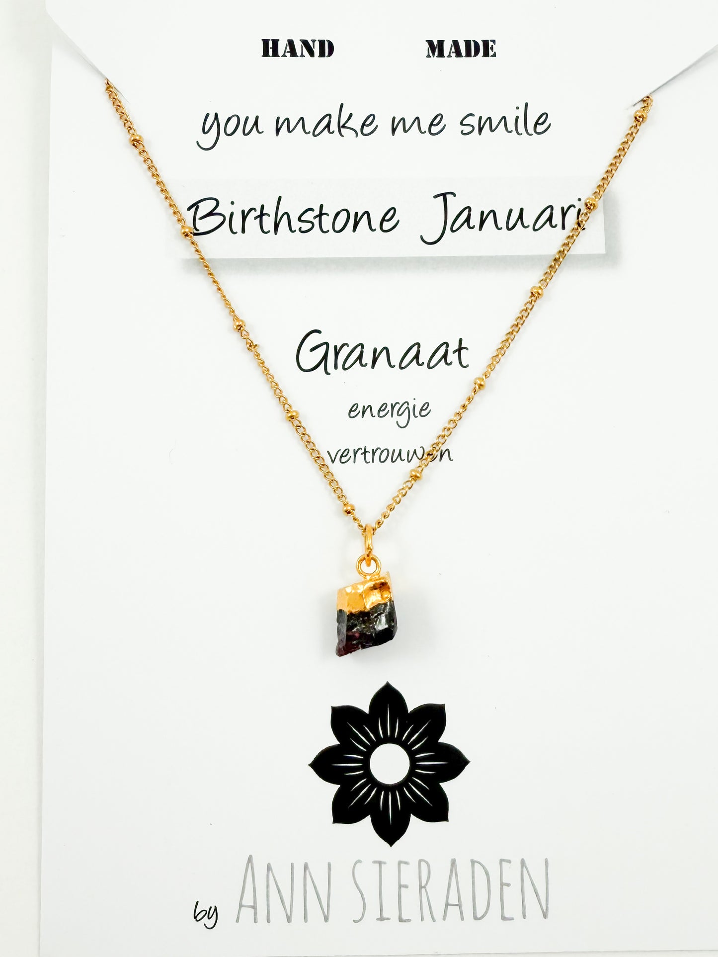Ketting geboortesteen januari - ruw