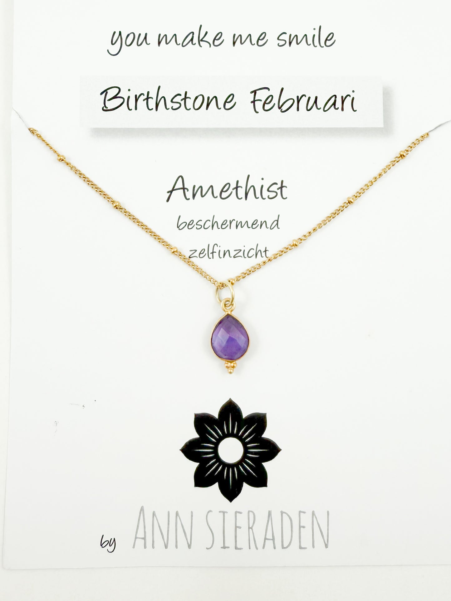 Ketting geboortesteen februari - goud