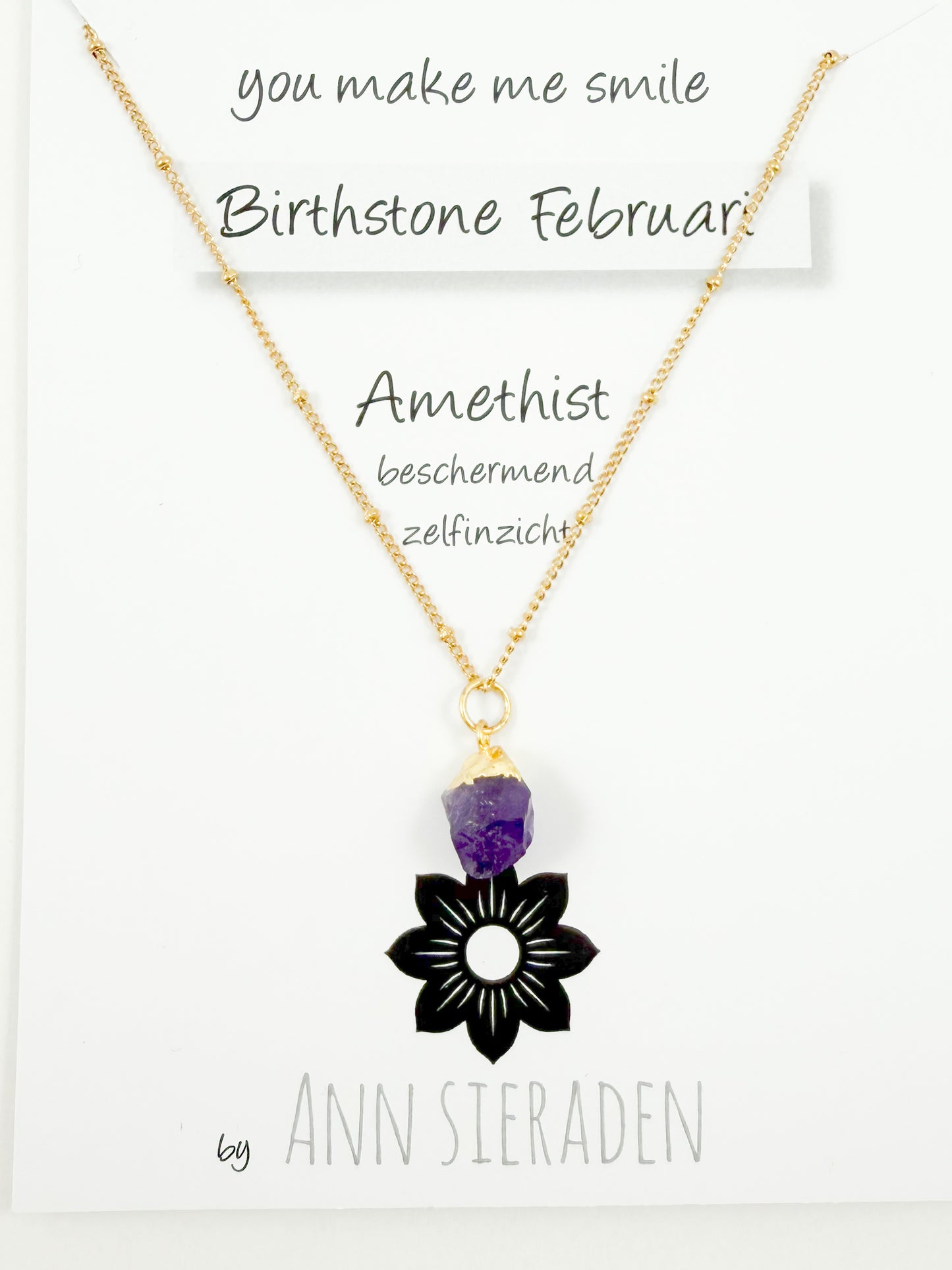Ketting geboortesteen februari - ruw