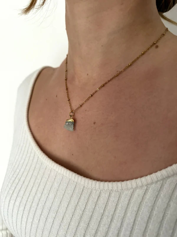 Ketting geboortesteen maart - ruw
