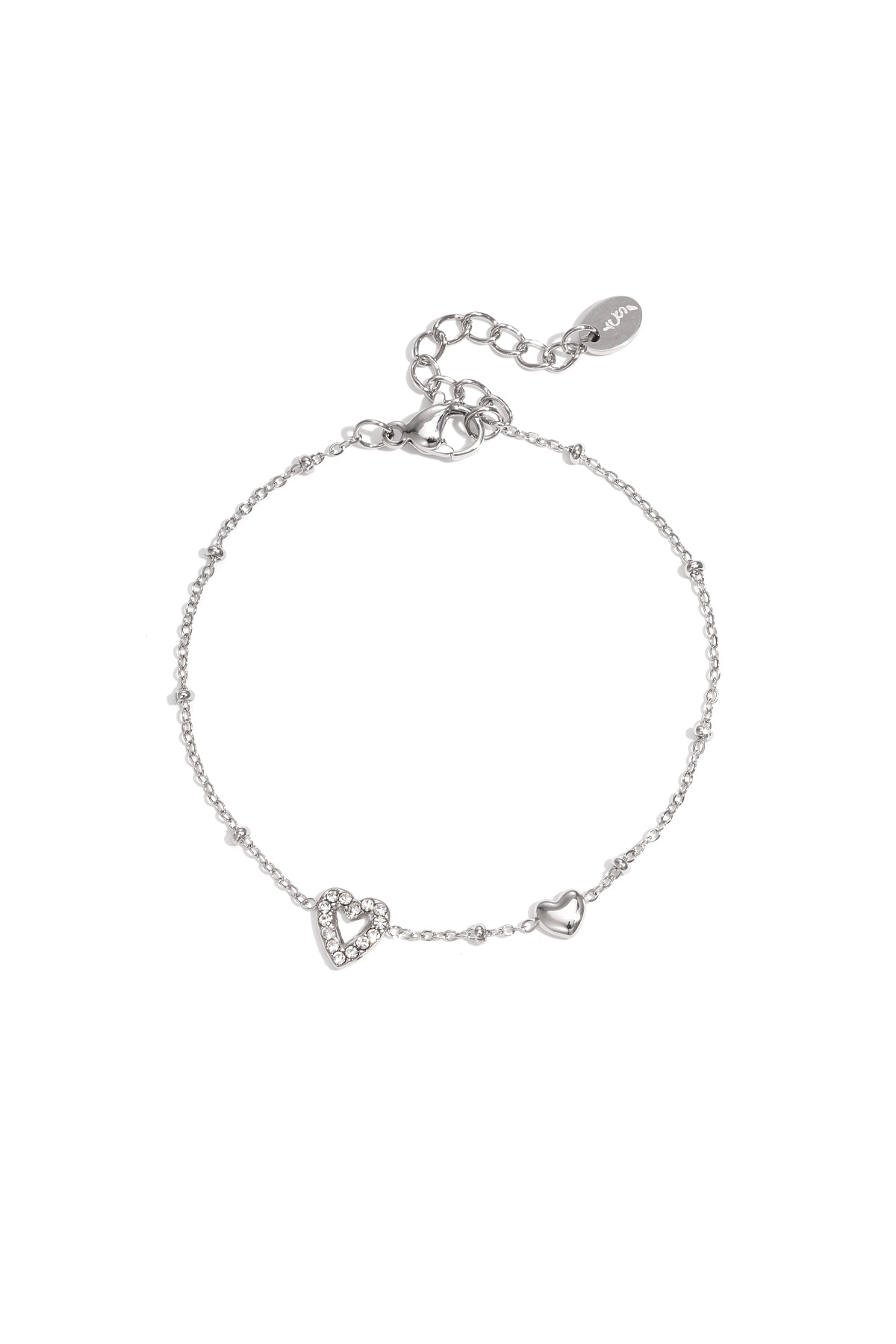 Armband met hartjes, gekleurde steentjes en stipjes