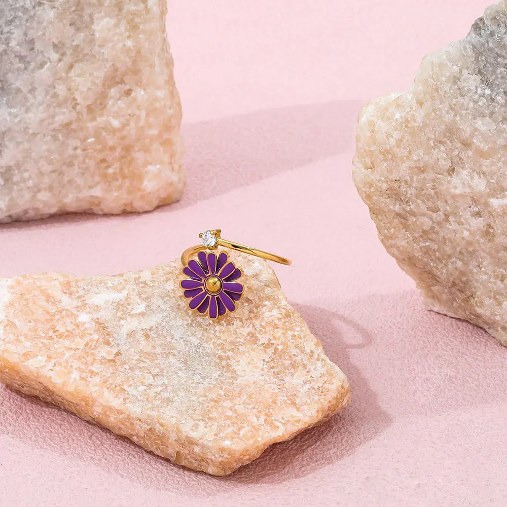 Stainless steel ring bloem