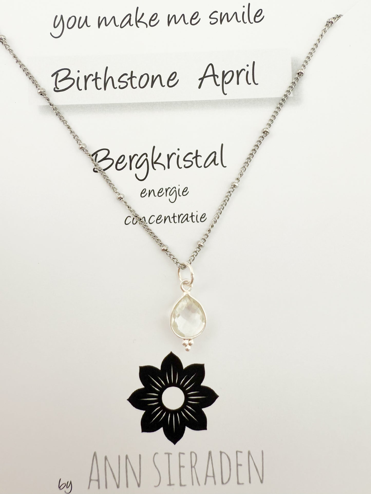 Ketting geboortesteen april - zilver