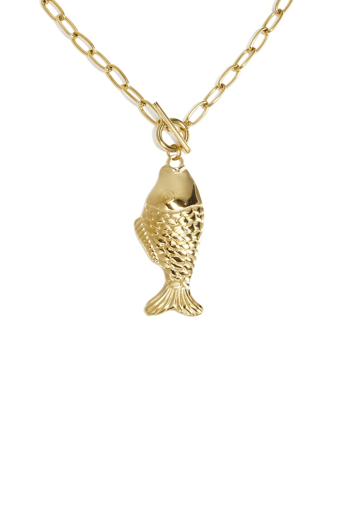 Roestvrijstalen hangerkettingen met vismotief, eenvoudige dagelijkse sieraden uit de Simple-serie voor dames.