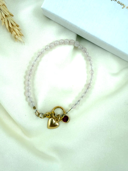 Rozenkwarts Armband / Handgemaakt met Natuursteen / Handmade by Ann