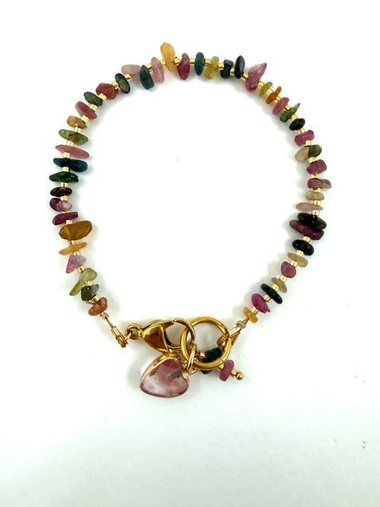 Toermalijn Hart Armband Dames / Kleurrijke Edelsteen Armband