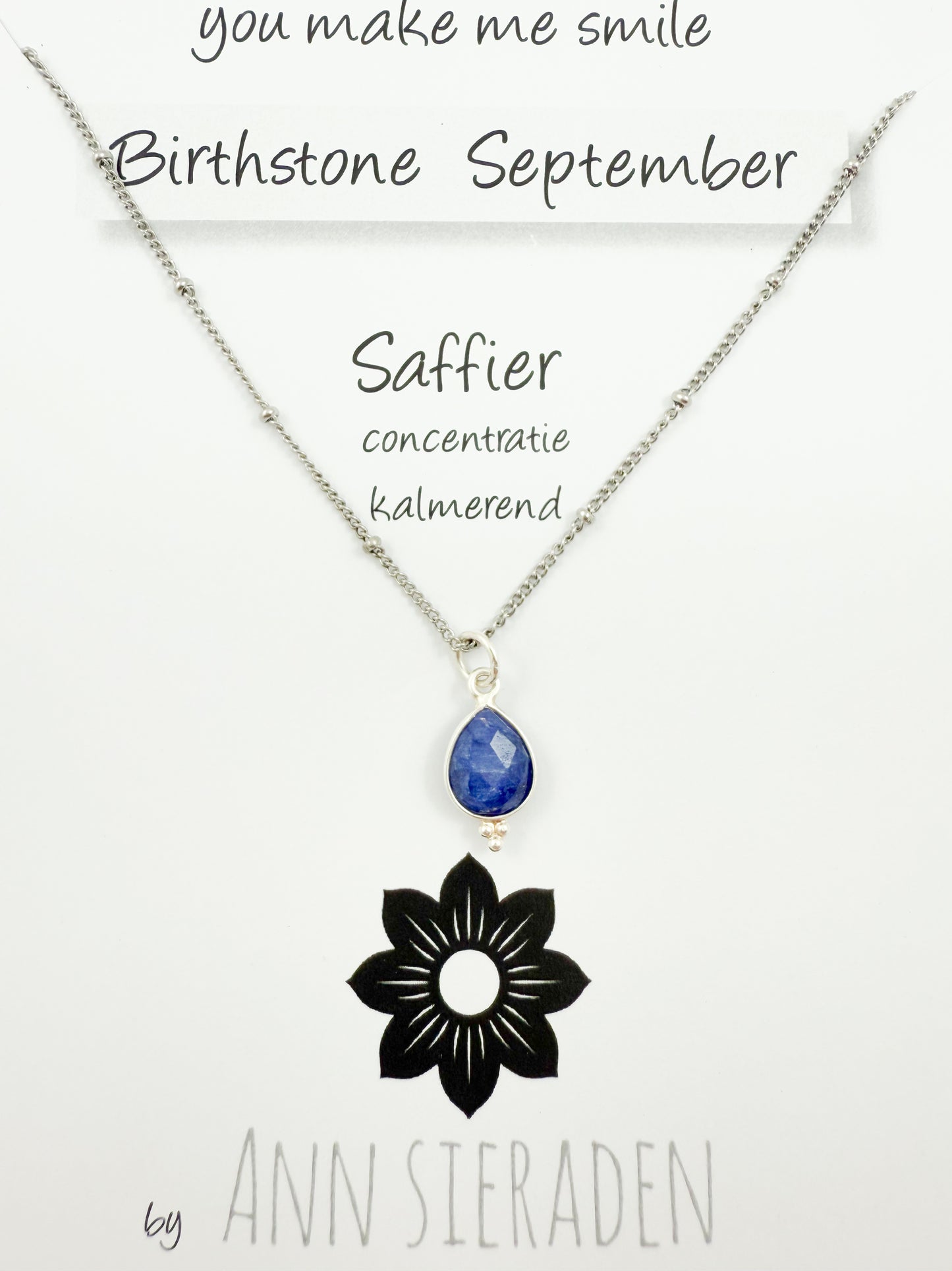 Ketting geboortesteen september- zilver