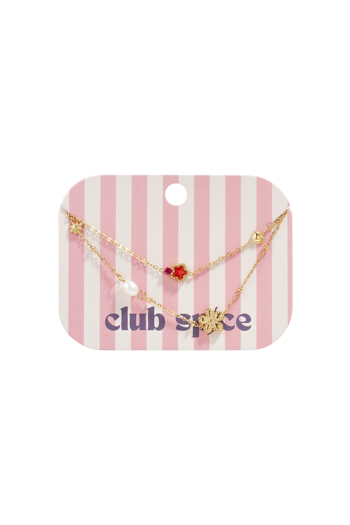 Bedelarmband met ster en bloemcharms, parels, steentjes en kraaltjes
