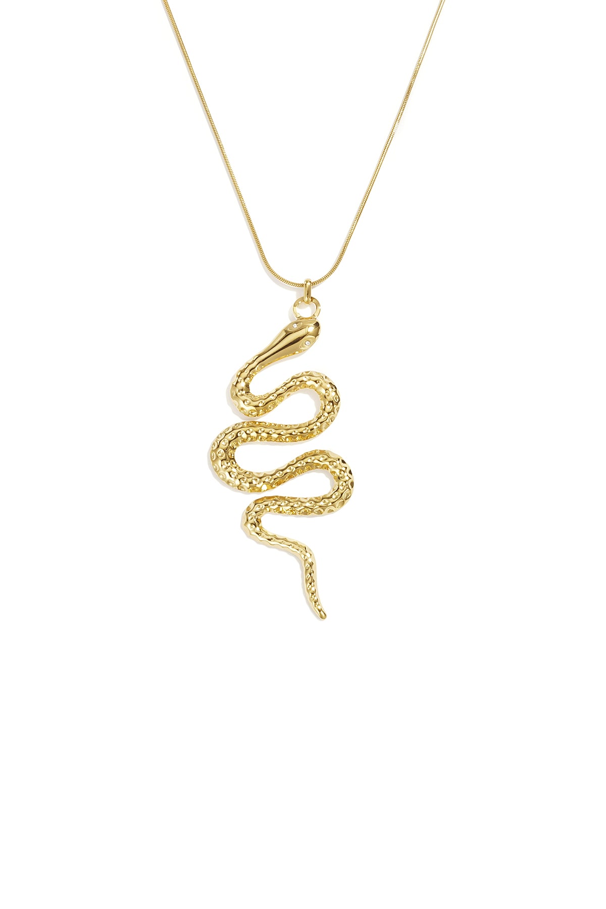 Lange roestvrijstalen ketting met slangenmotief, eenvoudige dagelijkse sieradenserie voor dames.