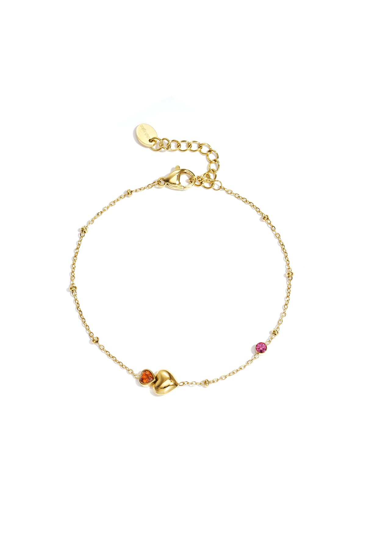 Armband met hartjes, gekleurde steentjes en stipjes