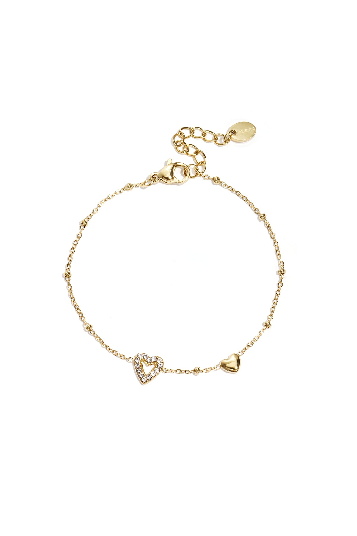 Armband met hartjes, gekleurde steentjes en stipjes