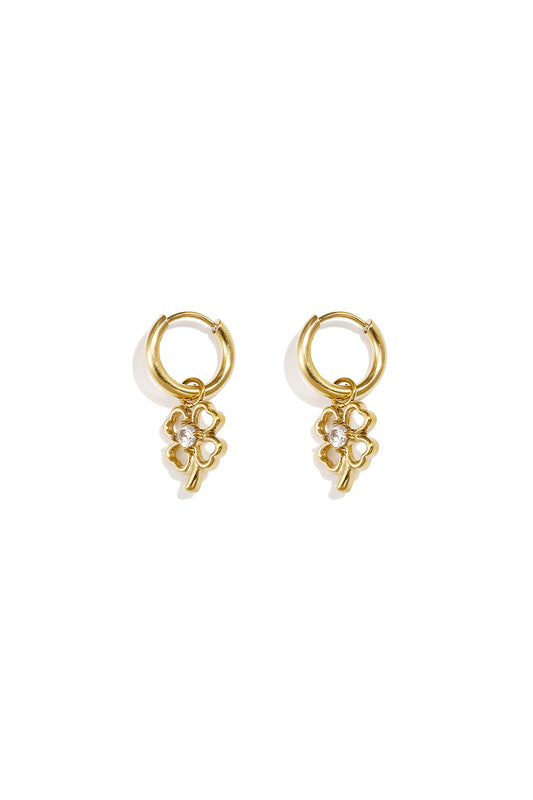 Roestvrijstalen hangende oorbellen met klavertje vier, eenvoudige dagelijkse sieraden uit de Simple-serie voor dames.